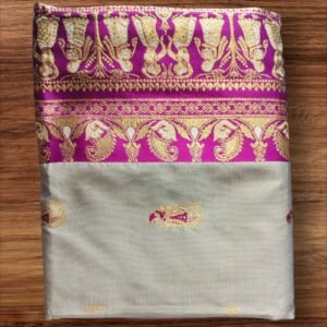 Swarnachuri Saree- Grey and Purple Dual Shade