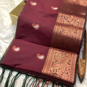 Maroon Premium Soft Silk Meena Butta Saree