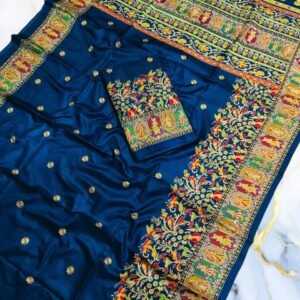 Printed Kani Silk -Blue Colour