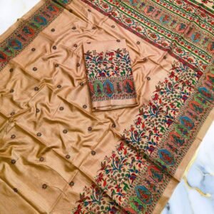 Printed Kani Silk -Muga Colour