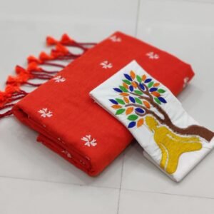 Premium Cotton Saree With Handstitched Embroidery Blouse