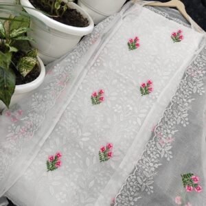 Kota Doria Embroidery Dress Material ( Unstitched)