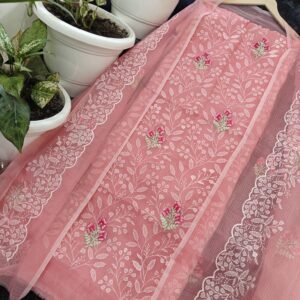 Kota Doria Embroidery Dress Material ( Unstitched)