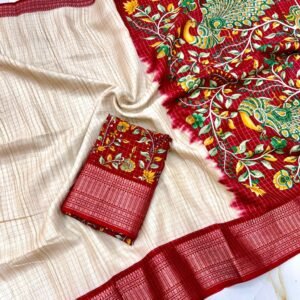 Premium Quality Tassar Kalamkari Saree