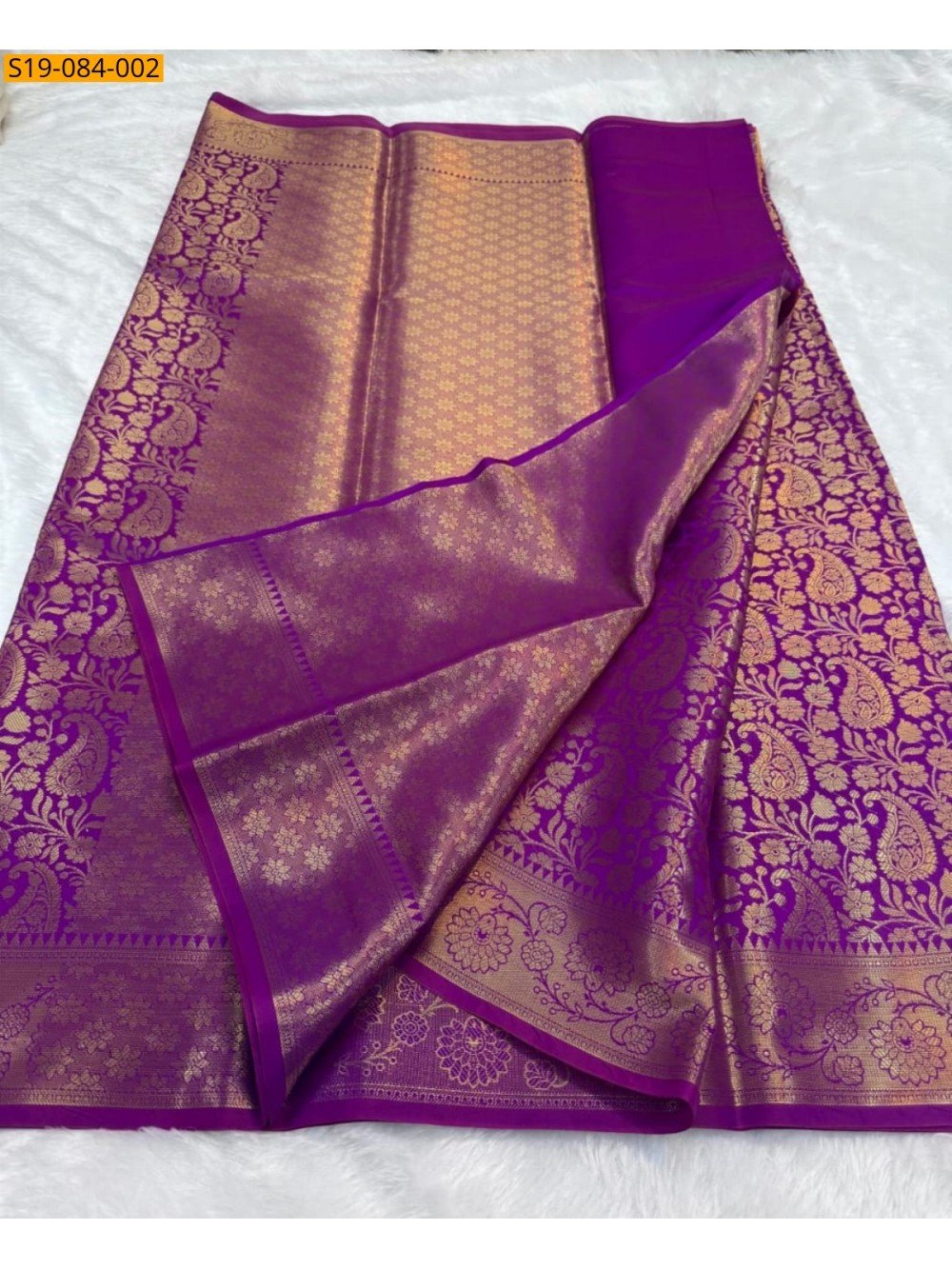 Violet Fancy Banarasi semi silk tissue saree