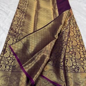 Deep Violet Fancy Banarasi semi silk tissue saree