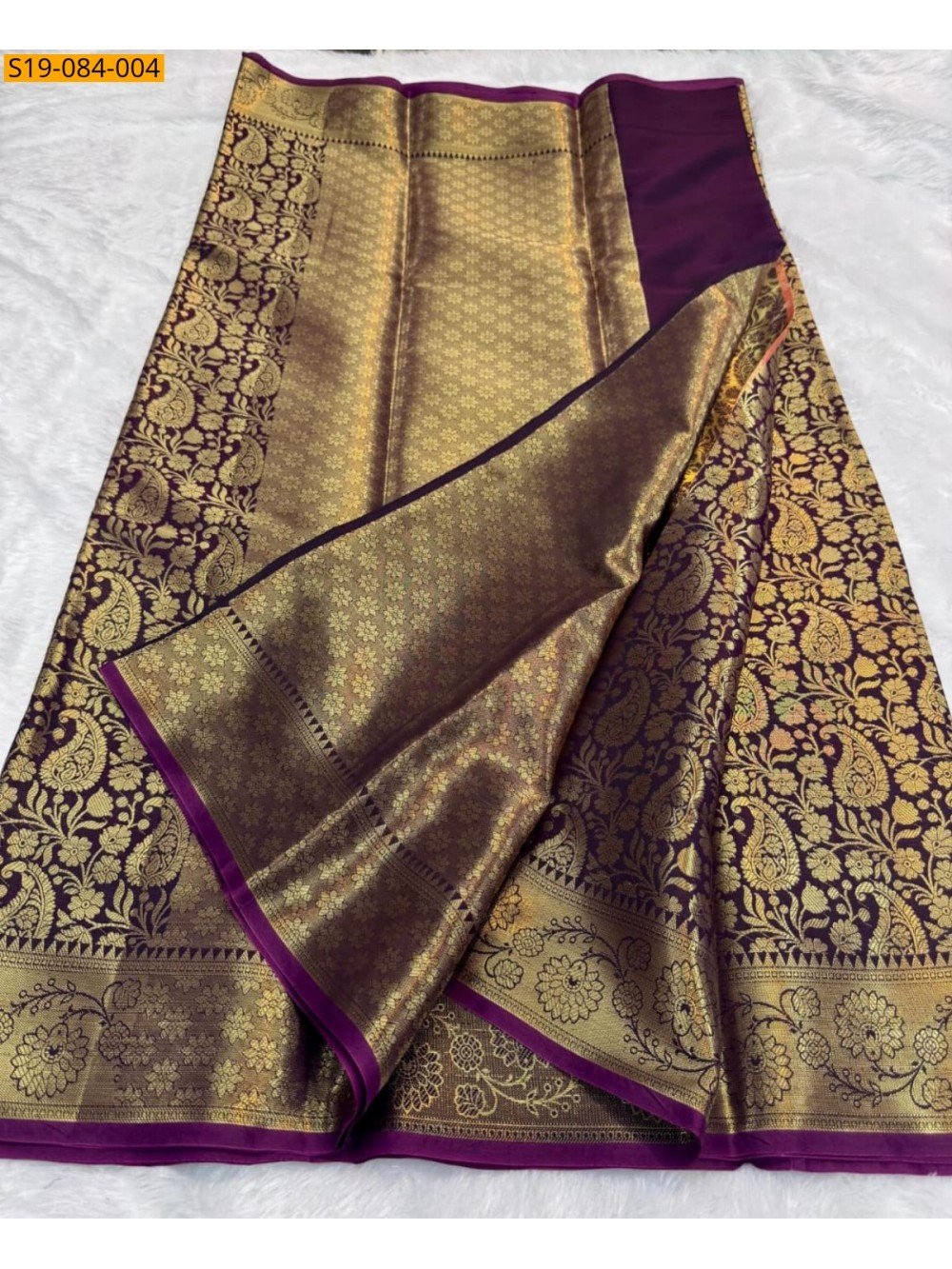 Deep Violet Fancy Banarasi semi silk tissue saree