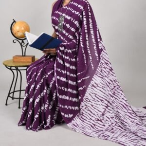 Purple Cotton Mulmul Saree