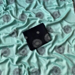 Sky Blue Fancy Crush Embroidery sarees