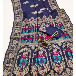 Beautiful Raw Silk Saree- Blue Colour