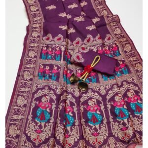 Beautiful Raw Silk Saree- Wine Colour