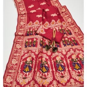 Beautiful Raw Silk Saree- Red Colour