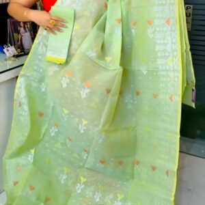 Zori Dhakai Jamdani Saree- Green Colour