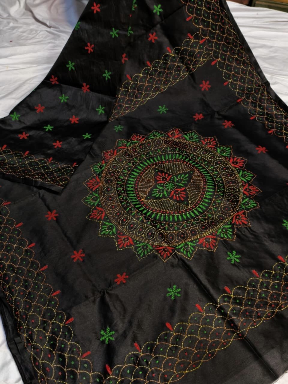 Traditional Katha Stitch Saree