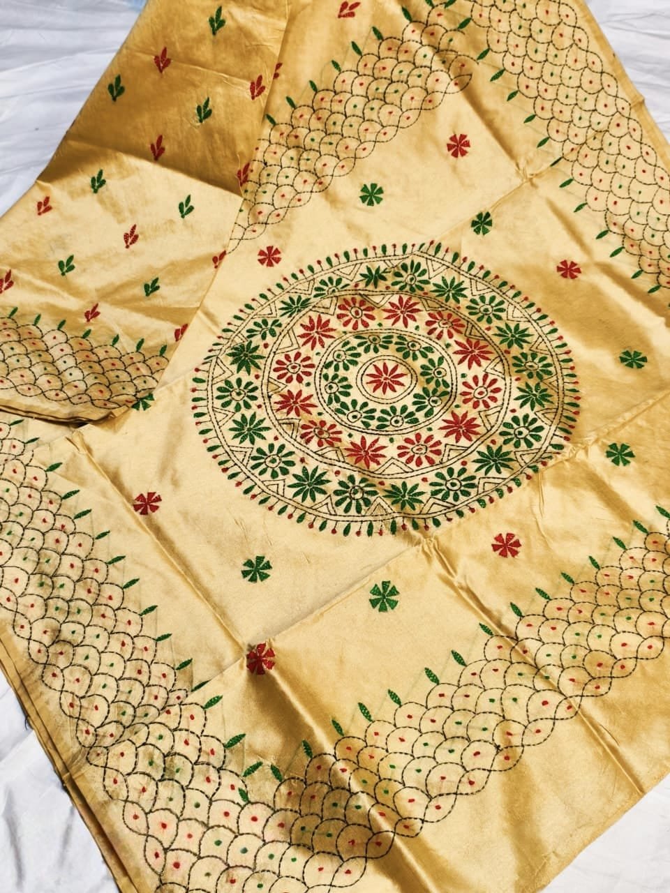 Traditional Katha Stitch Saree