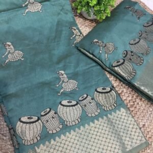 Designer Tussar Silk With Embroidery Work