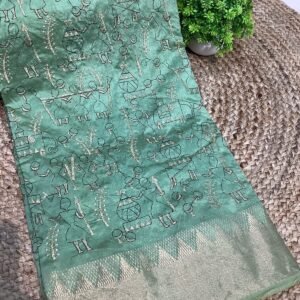 Designer Tussar Silk With Embroidery Work