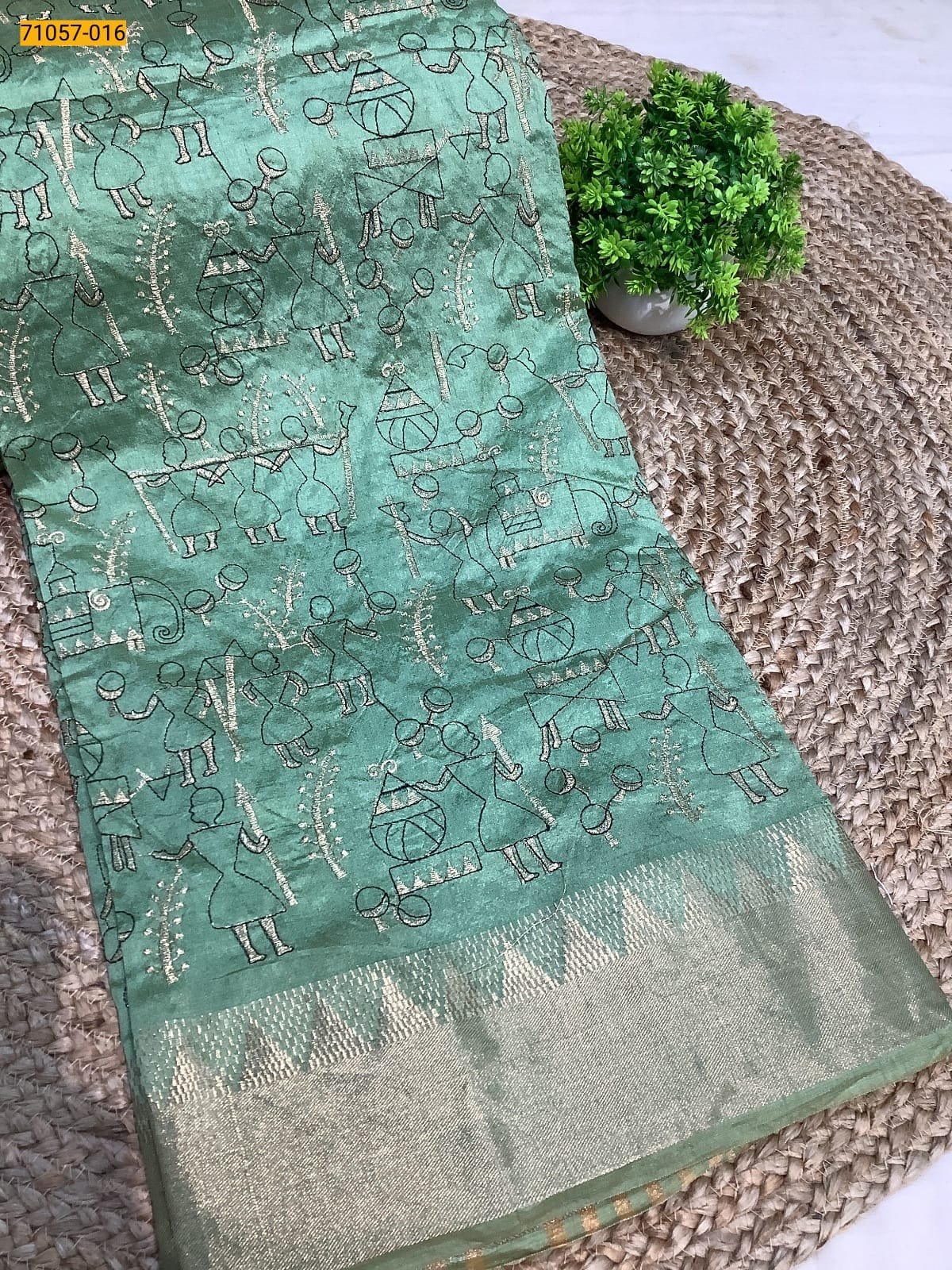 Designer Tussar Silk With Embroidery Work