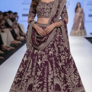 Bridal Wear Heavy Design Lehenga Choli Set-Purple Colour