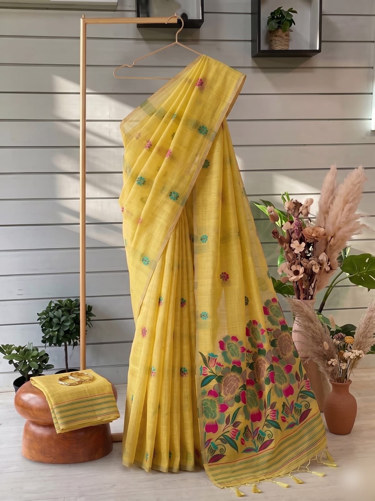 Muga Cotton Saree- Yellow