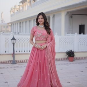 Designer Lehenga Choli-Peach Colour