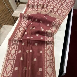 Muga Cotton Jamdani Saree- Brown