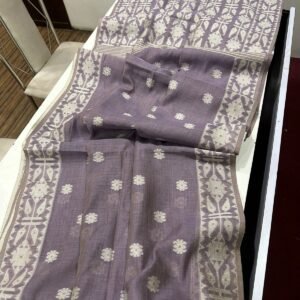 Muga Cotton Jamdani Saree-Purple